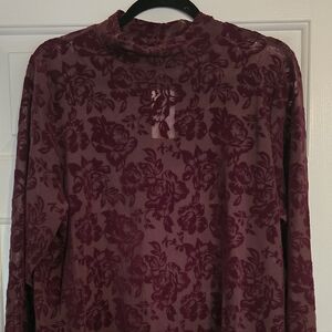Torrid Burgundy Floral Long Sleeve Top